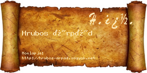Hrubos Árpád névjegykártya