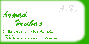 arpad hrubos business card